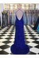 Sydney V-Neck Sleeveless Long Velvet Sequin Prom Dress