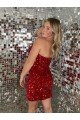 Sweetheart Sleeveless Short Velvet Sequin Homecoming Dress / Prom Dress