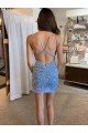 Sydney V-Neck Sleeveless Short Velvet Sequin Homecoming Dress / Prom Dress with Straps