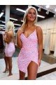 Sydney V-Neck Sleeveless Short Velvet Sequin Cocktail Homecoming Dress / Prom Dress
