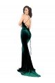 Sydney High Neck Formal Stretch Velvet Bridesmaid Dress / Prom Dress with Black Lace Embroidery