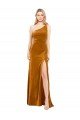 Sydney Sleek One Shoulder Long Formal Velvet Bridesmaid Dress / Prom Dress