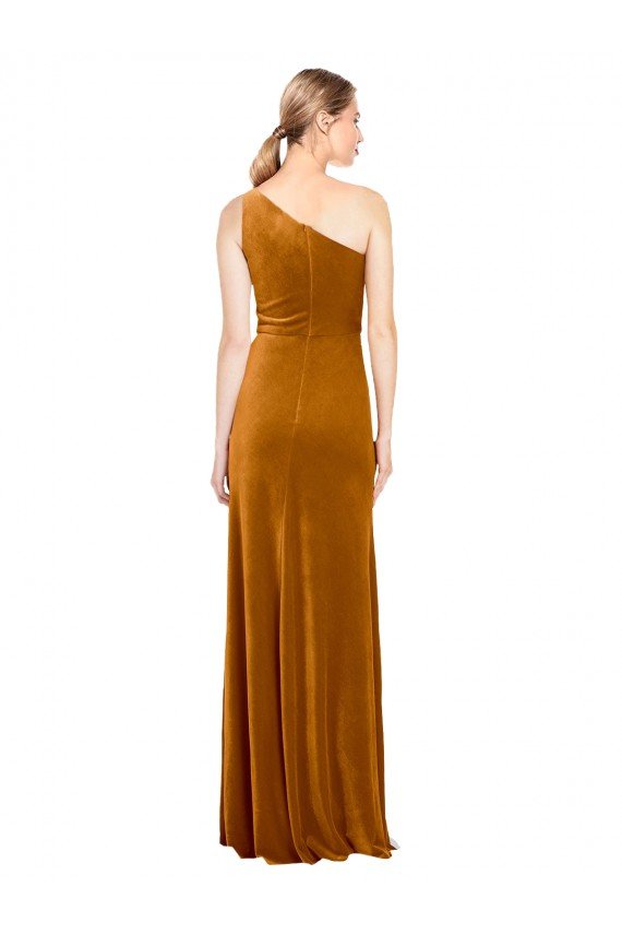 Sydney Sleek One Shoulder Long Formal Velvet Bridesmaid Dress / Prom Dress