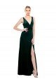 Sydney Sleek V-Neck Long Formal Velvet Bridesmaid Dress / Prom Dress with Side Slit