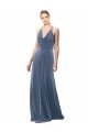 Sydney Halter Cowl Neck Long A-Line Velvet Bridesmaid Dress / Prom Dress with Keyhole Back