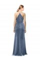 Sydney Halter Cowl Neck Long A-Line Velvet Bridesmaid Dress / Prom Dress with Keyhole Back