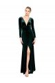 Sydney Plunging V-Neckline Long Sleeves Open Back Velvet Bridesmaid Dress / Prom Dress