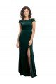 Sydney Floor Length Cap Sleeves Long Formal Velvet Bridesmaid Dress / Prom Dress with High Side Slit