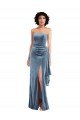 Sydney Strapless Formal Velvet Maxi Bridesmaid Dress / Prom Dress with Draped Skirt