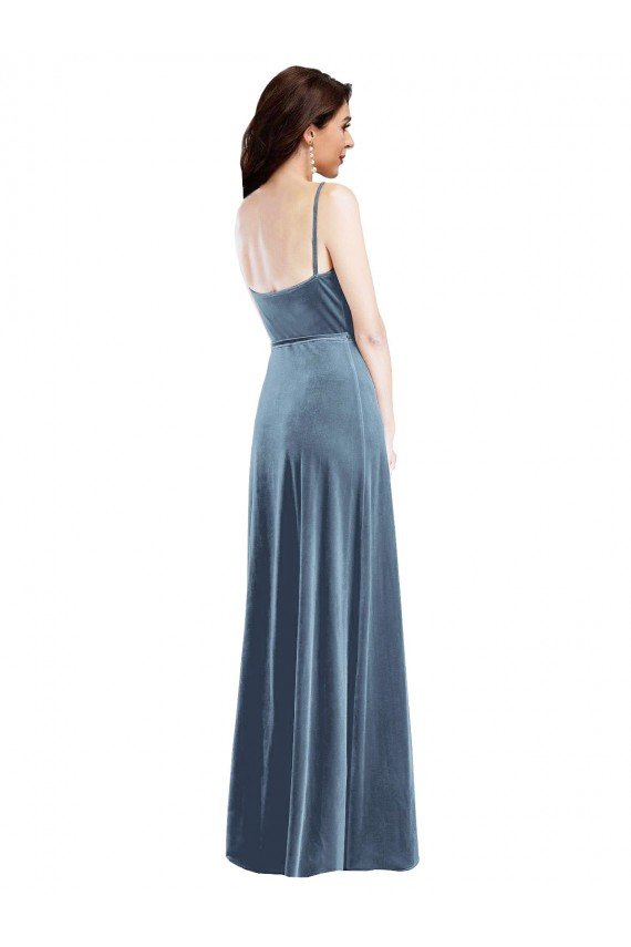 Sydney Velvet Wrap Maxi Bridesmaid Dress / Prom Dress with Pockets