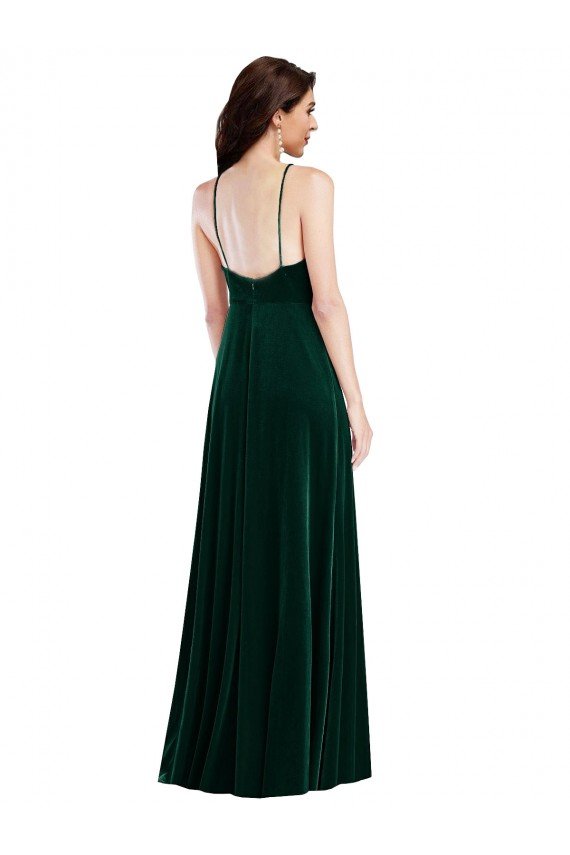 Sydney Velvet Halter Maxi Bridesmaid Dress / Prom Dress with Front Slit