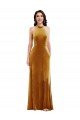 Sydney High-Neck Halter Velvet Maxi Bridesmaid Dress / Prom Dress with Front Slit