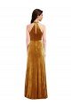Sydney High-Neck Halter Velvet Maxi Bridesmaid Dress / Prom Dress with Front Slit