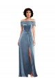 Sydney Draped Cuff Off the Shoulder Velvet Maxi Bridesmaid Dress / Prom Dress with Pockets
