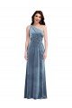 Sydney One Shoulder Draped Velvet Maxi Bridesmaid Dress / Prom Dress