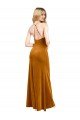 Sydney Halter Neckline Long Full Length Formal Velvet Bridesmaid Dress / Prom Dress with Strappy Back