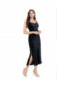 Sydney Midi Cocktail Length Formal Velvet Bridesmaid Dress / Prom Dress with Cowl Neck and Spaghetti Straps
