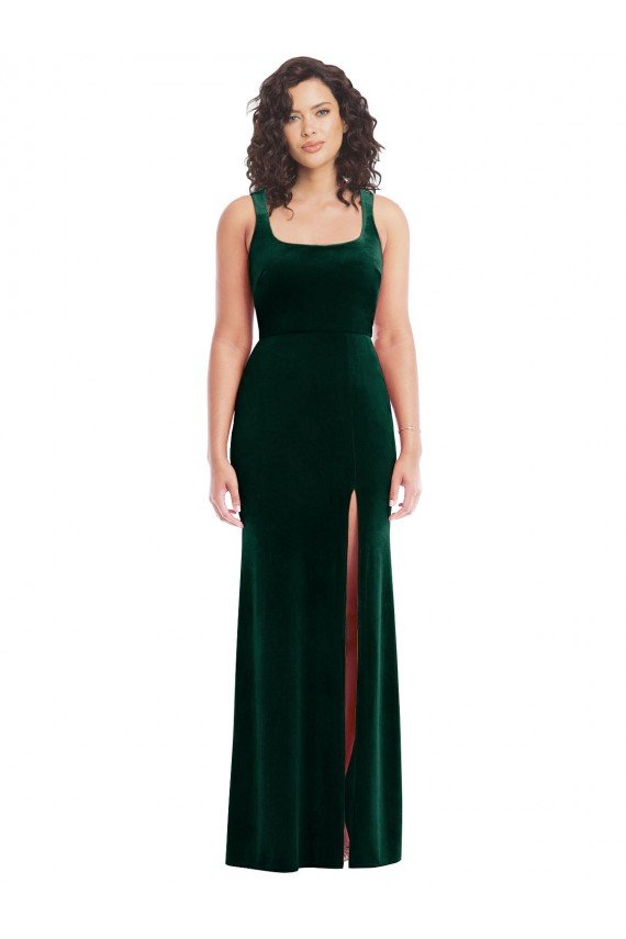 Sydney Square Neck Long Velvet Maxi Bridesmaid Dress / Prom Dress