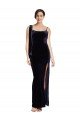 Sydney Long Formal Velvet Bridesmaid Dress / Prom Dress with Side Thigh Split and Shoulder Tie