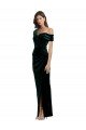 Sydney Long Asymmetric Neckline Ruched Formal Velvet Bridesmaid Dress / Prom Dress