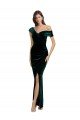 Sydney Long Asymmetric Neckline Ruched Formal Velvet Bridesmaid Dress / Prom Dress