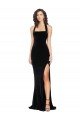 Sydney Halter Neck Wide Straps Long Velvet Bridesmaid Dress / Prom Dress with Side Split