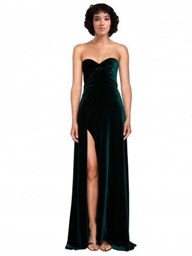 Sydney Sweetheart Fluid Velvet Bridesmaid Dress / Prom Dress with High Split